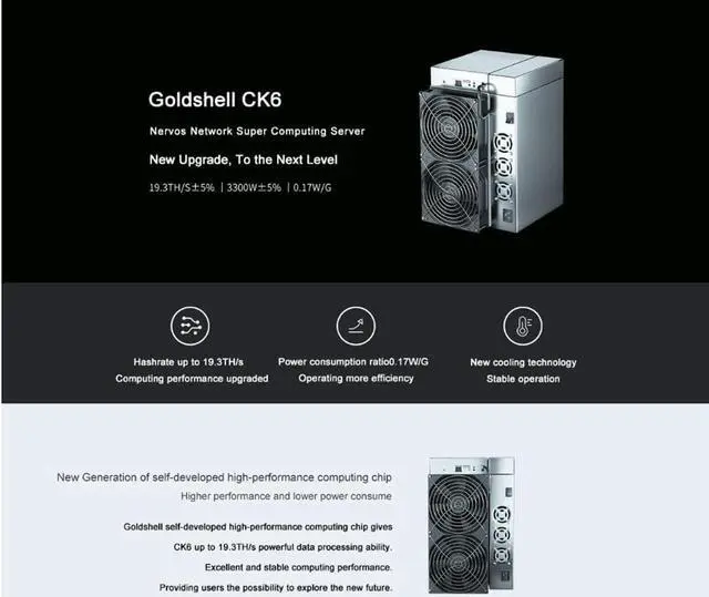 Alt view image 2 of 5 - CKB Master CK6 Miner With Nervos Network 19.3th/s 3300W PSU Included