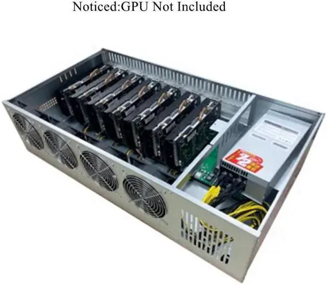 Alt view image 3 of 6 - 8 Cards GPU Miner Graphics Card Frame Rig Rack Case Fit for Mining Eth etc 110v-220v 2000W PSU