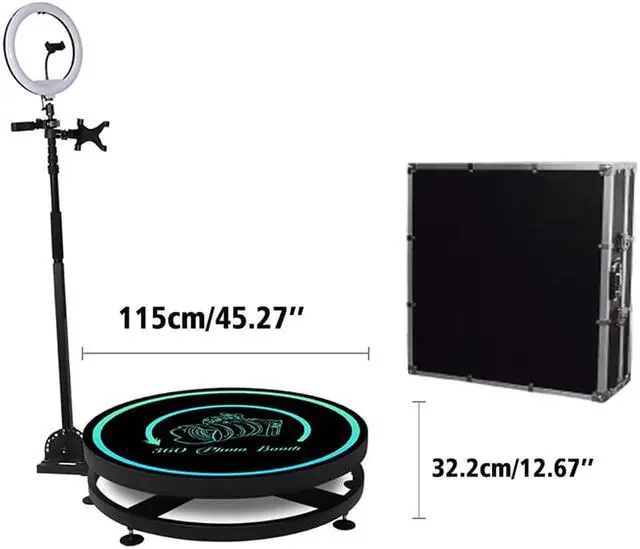 Alt view image 2 of 7 - 115cm 360 photo booth Machine Spinner Automatic Photobooth Video Platform Surround Shooting Equipment Camera Rotating Selfie Spin Degree with Stand Adjustable Christmas Wedding