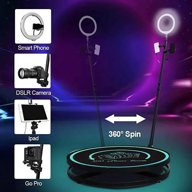 Alt view image 4 of 7 - 115cm 360 photo booth Machine Spinner Automatic Photobooth Video Platform Surround Shooting Equipment Camera Rotating Selfie Spin Degree with Stand Adjustable Christmas Wedding