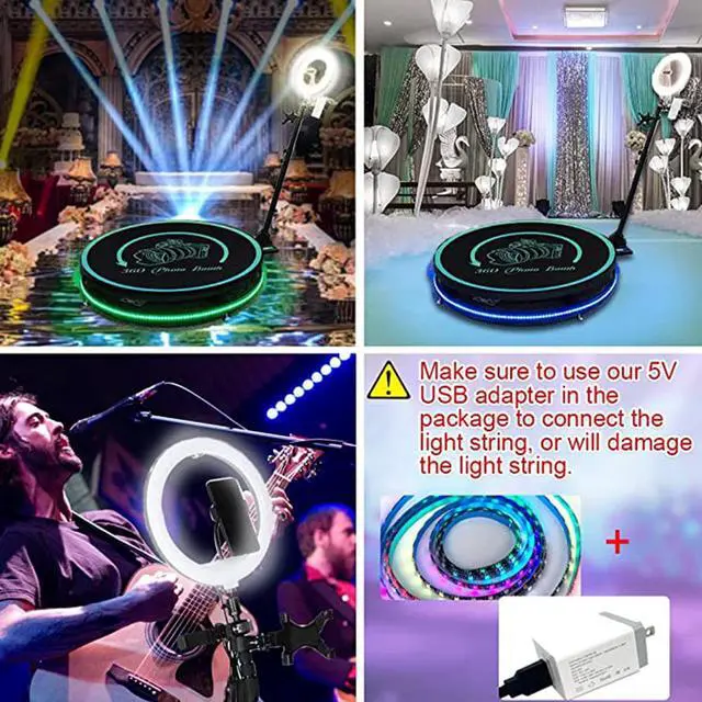 Alt view image 5 of 7 - 115cm 360 photo booth Machine Spinner Automatic Photobooth Video Platform Surround Shooting Equipment Camera Rotating Selfie Spin Degree with Stand Adjustable Christmas Wedding