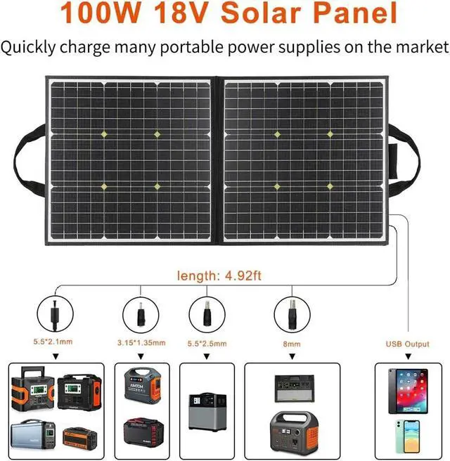 Alt view image 5 of 6 - FlashFish Foldable Solar Panel 18V High Efficience Solar Battery Charger 50W Solar Phone Charger for Outdoor Travel