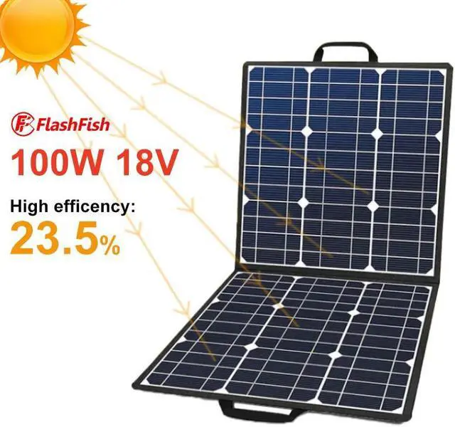 Alt view image 5 of 6 - FlashFish Foldable Solar Panel 18V High Efficience Solar Battery Charger 100W Solar Phone Charger for Outdoor Travel