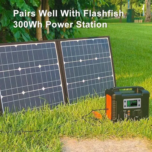 Alt view image 2 of 6 - FlashFish Foldable Solar Panel 18V High Efficience Solar Battery Charger 100W Solar Phone Charger for Outdoor Travel