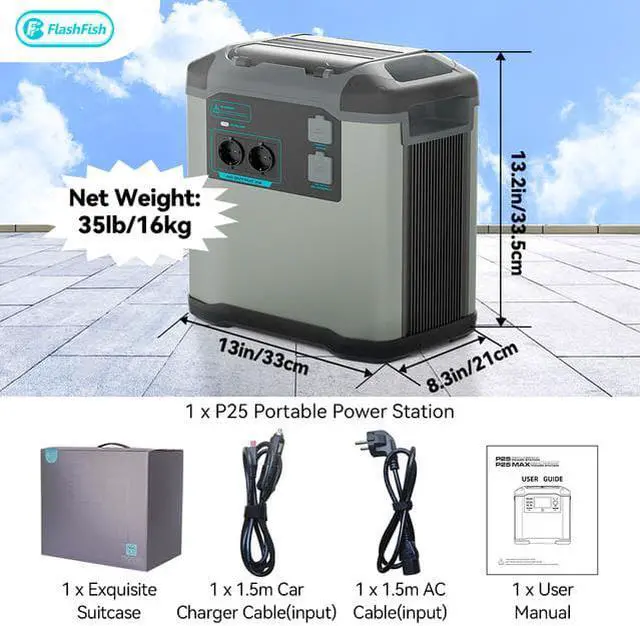 Main image of FF Flashfish Solar Generator 2000W 230V Portable Power Station 1572Wh 436800mAh/3.6V for Home Emergency Battery Backup Outdoor-EU230V