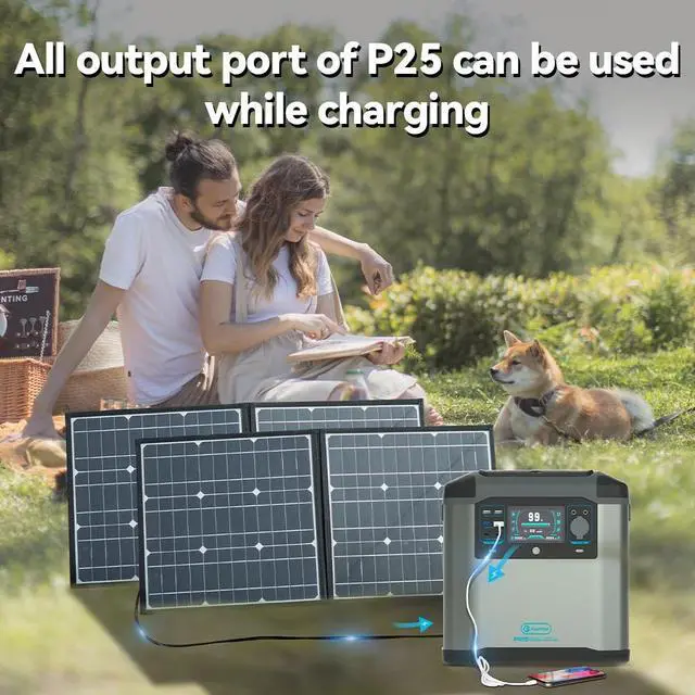 Alt view image 2 of 5 - FF Flashfish Solar Generator 2000W 230V Portable Power Station 1572Wh 436800mAh/3.6V for Home Emergency Battery Backup Outdoor-EU230V
