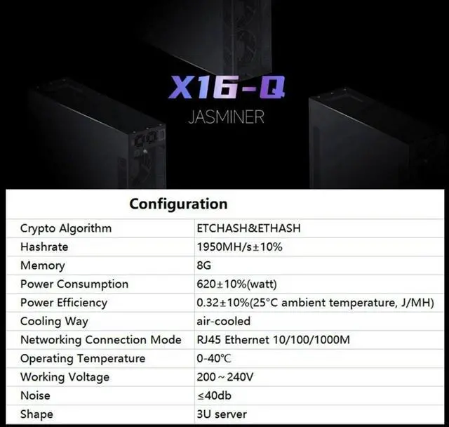 Alt view image 4 of 6 - JASMINER X16-Q High quiet server Wi-Fi 1950MH 620W Ready to ship