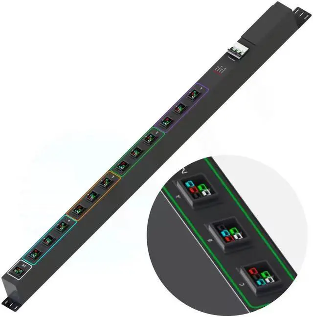 Alt view image 3 of 4 - PDU FOR ANTMINER T21 3 Phase PDU with 125A Breaker Input Output 125A 380V 12way Socket Rack