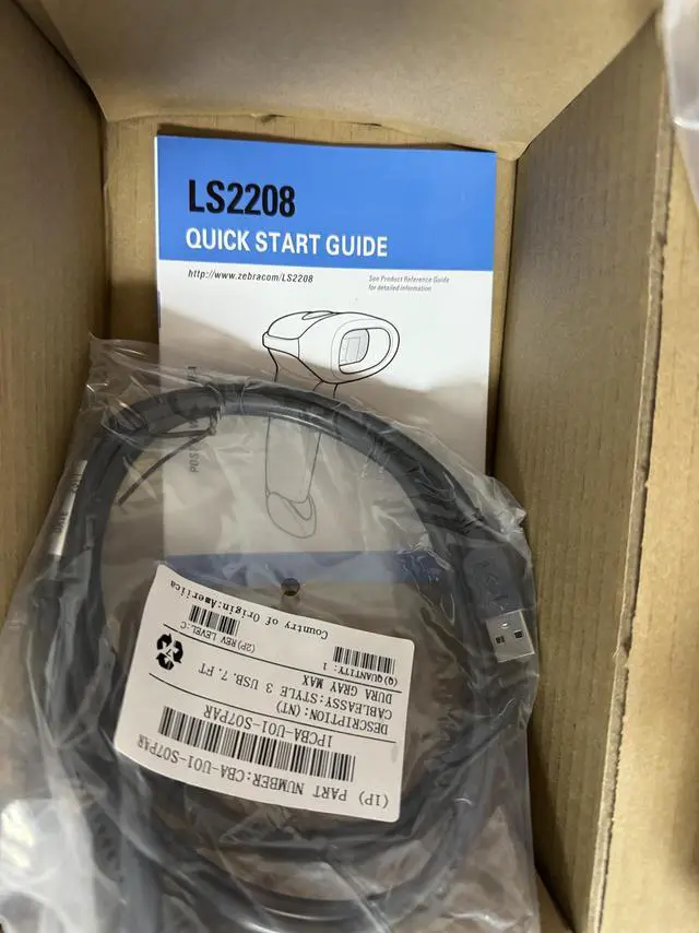 Alt view image 8 of 11 - Zebra LS2208 Series Corded Handheld Standard Range Laser Scanner Kit with Gooseneck Stand and Cable Twilight Black LS2208-SR20007R-NA