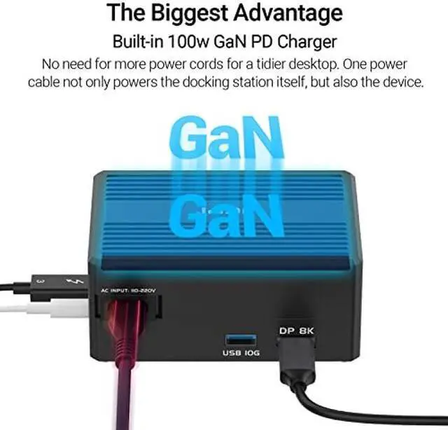 Alt view image 2 of 5 - GaN Thunderbolt 3 Dock, JEYI 8-in-1 Dual Thunderbolt 3 Docking Station with NVMe M.2 Expansion, 8K DP,60W PD, USB-A 10Gbps - ThunderDock 7 Ultra