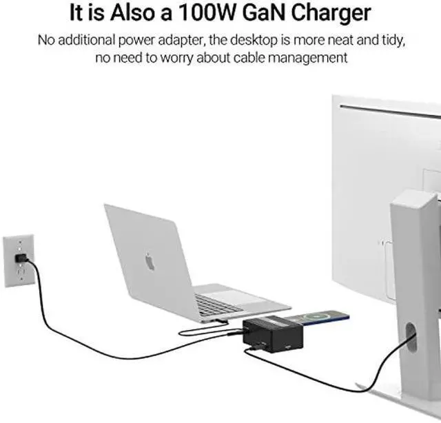 Alt view image 3 of 5 - GaN Thunderbolt 3 Dock, JEYI 8-in-1 Dual Thunderbolt 3 Docking Station with NVMe M.2 Expansion, 8K DP,60W PD, USB-A 10Gbps - ThunderDock 7 Ultra
