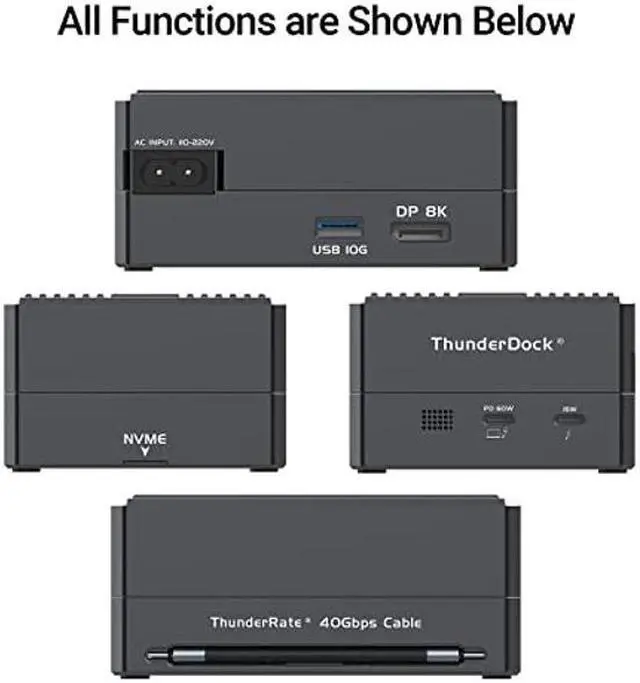 Alt view image 4 of 5 - GaN Thunderbolt 3 Dock, JEYI 8-in-1 Dual Thunderbolt 3 Docking Station with NVMe M.2 Expansion, 8K DP,60W PD, USB-A 10Gbps - ThunderDock 7 Ultra