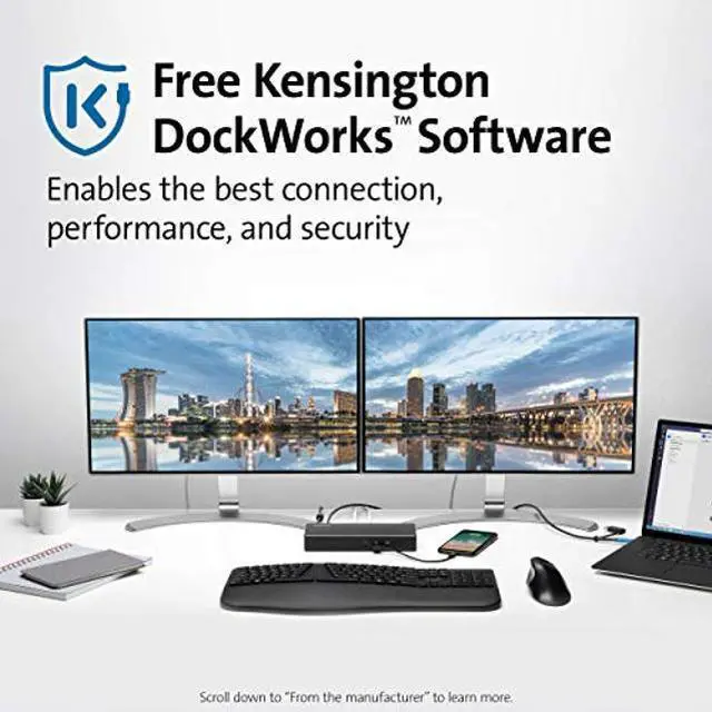 Alt view image 4 of 5 - Kensington SD4780P USB-C and Thunderbolt 3/4 Docking Station for Windows, MacBooks, Surface and Chromebooks - Dual 4K Video, 100W PD (K33620NA)