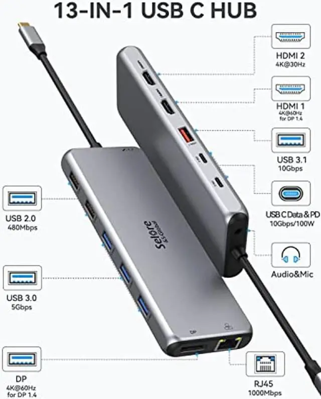 Alt view image 4 of 5 - Selore 13 in 1 Docking Station,6Ft Thunderbolt Cable