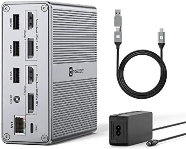 Main image of DisplayLink Docking Station Dual Monitor 4K@60HZ for M1/M2 MacBook, Windows, TOBENONE Universal USB C Docking Station with 2 HDMI & 2 DisplayPort, 65W Power Delivery, 7 USB, USB-C 3.1, Ethernet, SD/TF