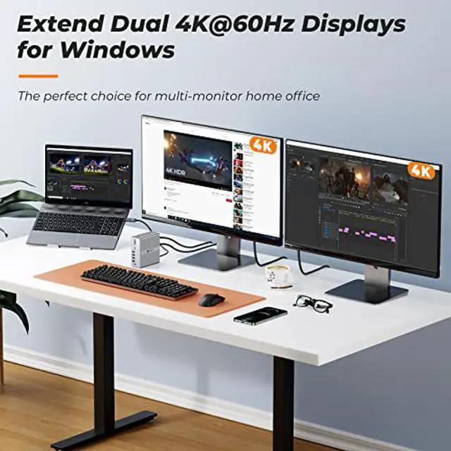Alt view image 3 of 5 - DisplayLink Docking Station Dual Monitor 4K@60HZ for M1/M2 MacBook, Windows, TOBENONE Universal USB C Docking Station with 2 HDMI & 2 DisplayPort, 65W Power Delivery, 7 USB, USB-C 3.1, Ethernet, SD/TF