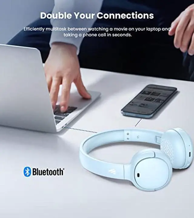 Alt view image 4 of 5 - Edifier WH500 Wireless On-Ear Headphones - Bluetooth V5.2 Lightweight and Foldable Headphones with 40-Hours Music Playtime - Personalize EQ -Fast Charging- Blue