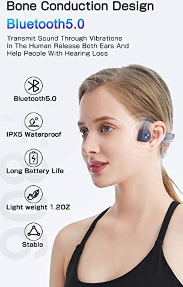 Meseto Bone Conduction Headphones, Bluetooth 5.0 with Mic, Open