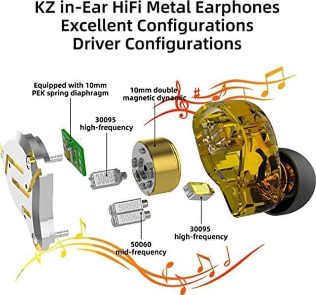 KZ ZS10 Pro 3.5mm Wired In-ear Headphones 1DD+4BA HiFi Music Earphone  Sports Headset 2pin Detachable Cable 