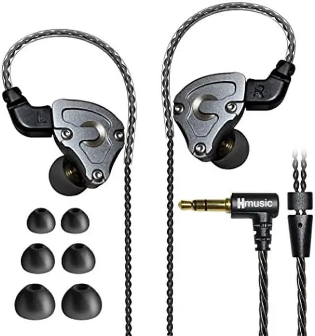 Main image of Hmusic IEM Headphones, HiFi Stereo Wired Earphones, Hi-res Lossless Hybrid DD+BA Drivers in-Ear Earphone, Noise Isolating High Resolution Wired Earbuds with 0.78mm 2Pin Detachable Cable (Without Mic)