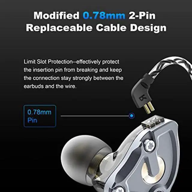 Alt view image 4 of 5 - Hmusic IEM Headphones, HiFi Stereo Wired Earphones, Hi-res Lossless Hybrid DD+BA Drivers in-Ear Earphone, Noise Isolating High Resolution Wired Earbuds with 0.78mm 2Pin Detachable Cable (Without Mic)