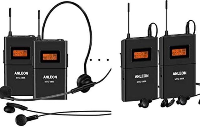 Anleon mtg-100 8-Person Portable Translation Tourguide System 915mhz (1  Transmitter and 8 Receivers)