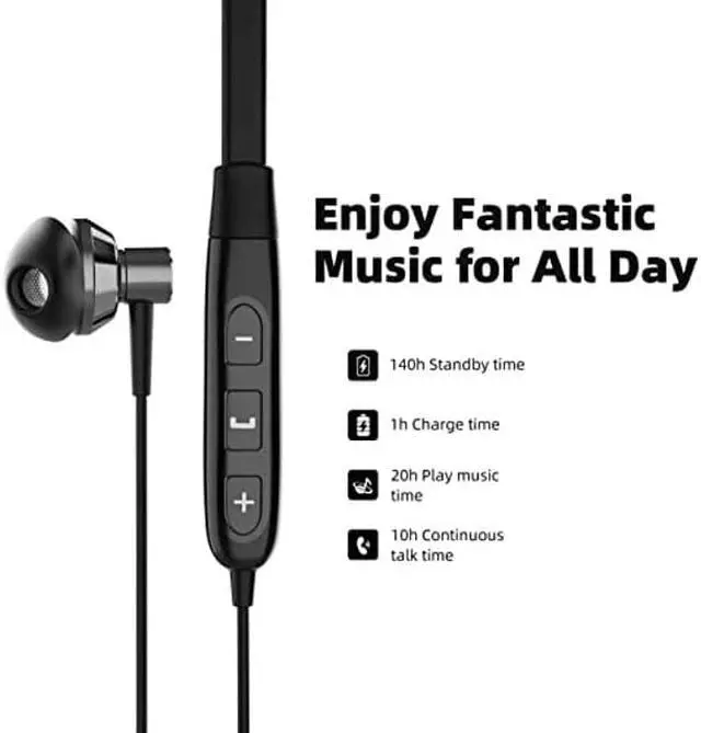 Alt view image 4 of 5 - SoundMAGIC S20BT Neckband Bluetooth Headphones Wireless Earphones HiFi Stereo in Ear Headset with Microphone Lightweight Sports Earbuds Long Playtime Stable Connection Black