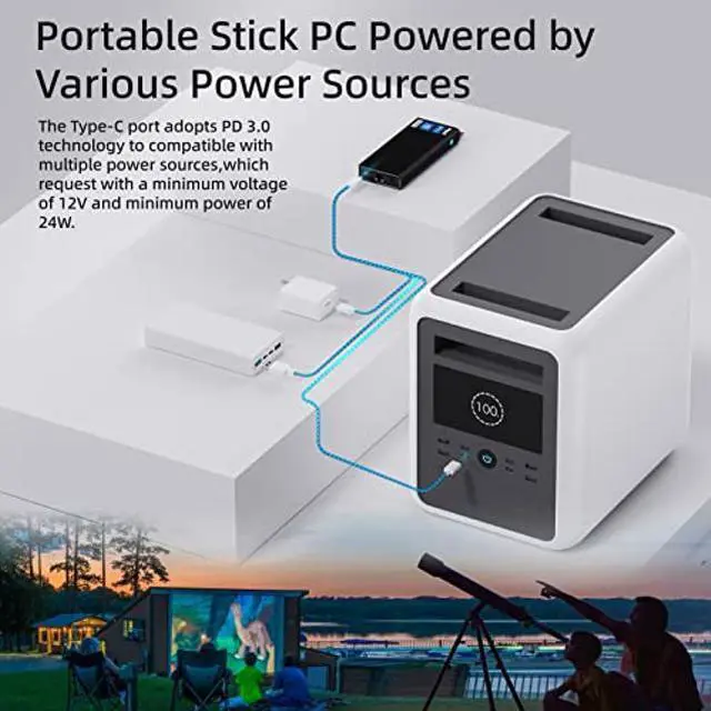 Alt view image 2 of 5 - MeLE PCG02 Pro Fanless Mini PC Stick N5105 8GB/128GB Windows 11 Pro WiFi6 USB PD3.0 Micro Computer Stick Dual HDMI 4K Gigabit Ethernet BT5.2 Small PC on Business Office Industrial IOT Media Home