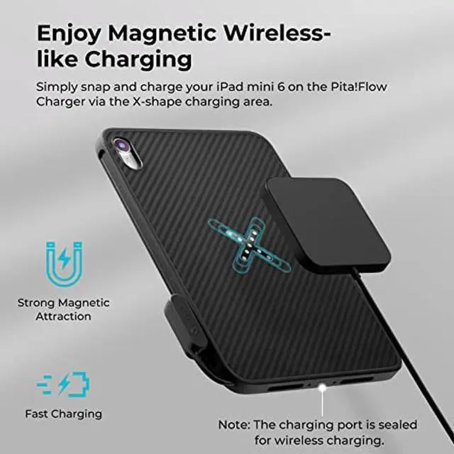 Alt view image 2 of 5 - PITAKA iPad Mini 6 Case & Stand, Magnetic Wireless-Like Charging Case and Stand for 2021 iPad Mini 6, Protective Shockproof Case, Support Apple Pencil 2 Charging, iPad Stand with 15W Wireless Charging