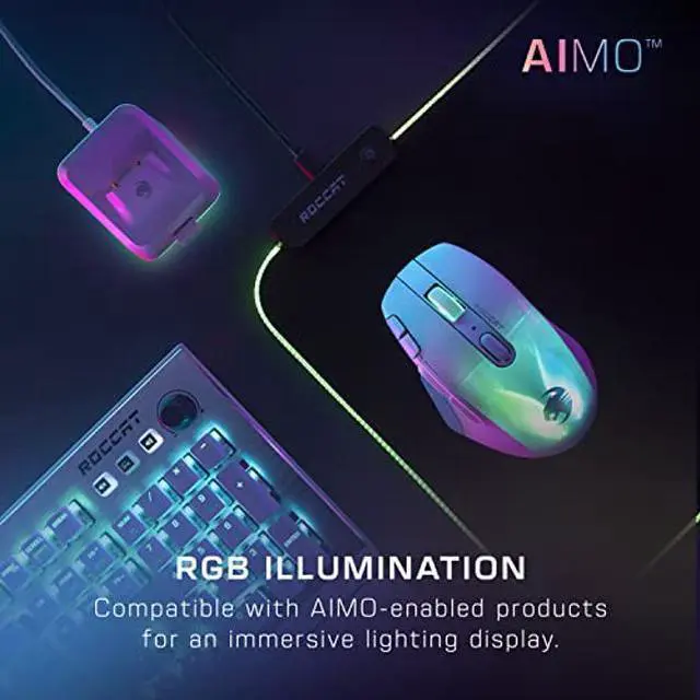 Alt view image 3 of 5 - ROCCAT Kone XP Air - Wireless Customizable Ergonomic RGB Gaming Mouse, 19K DPI Optical Sensor, 100-hour Battery & Charging Dock, 29 Programmable Inputs & AIMO RGB Lighting, 4D Wheel - Black