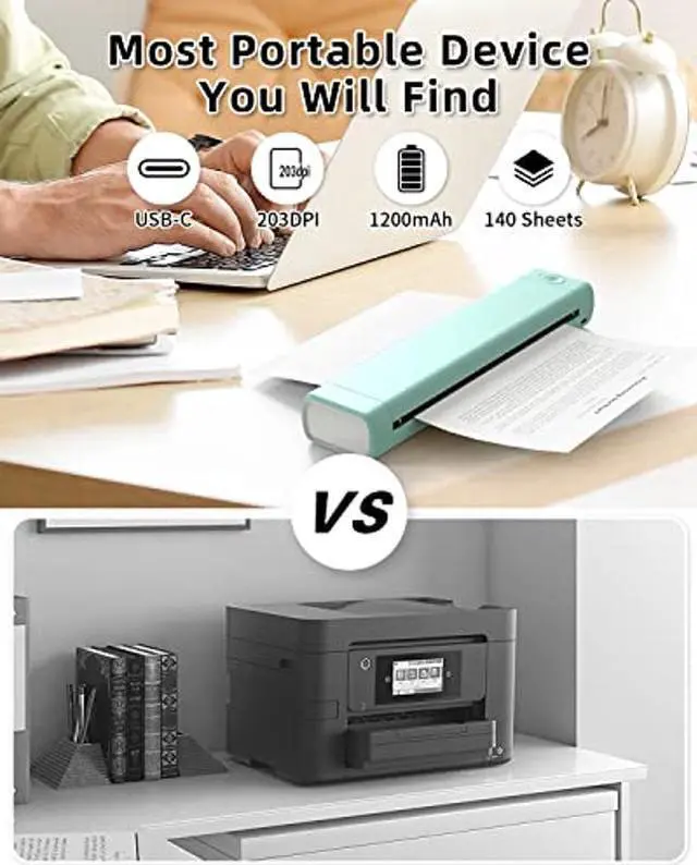 Alt view image 5 of 5 - Phomemo M08F Portable Printer, 8.5'' x 11'' US Letter Mobile Compact Printer,Bluetooth Thermal Printer Compatible with Android, iOS & Laptop, Portable Printers Wireless for Travel,Home,School,Office
