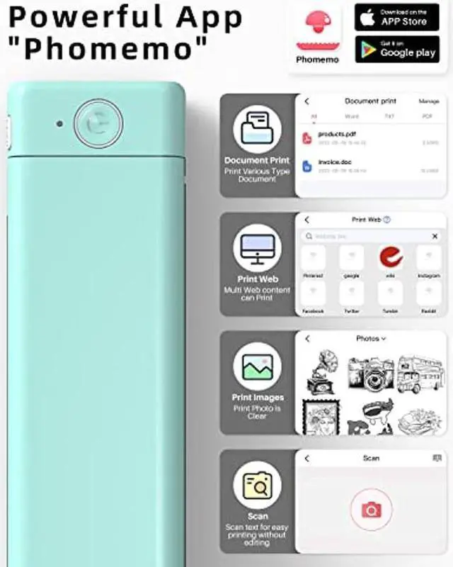 Alt view image 4 of 5 - Phomemo M08F Portable Printer, 8.5'' x 11'' US Letter Mobile Compact Printer,Bluetooth Thermal Printer Compatible with Android, iOS & Laptop, Portable Printers Wireless for Travel,Home,School,Office