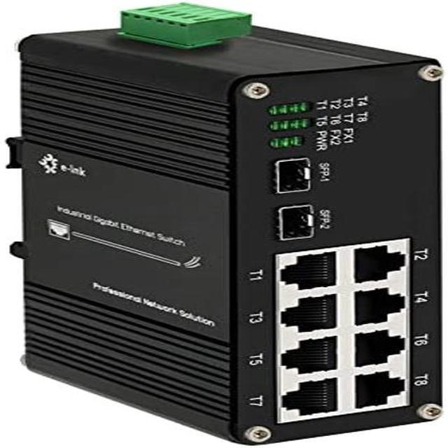 Binardat 8 Port Gigabit PoE Din Rail Industrial Ethernet Switch, 8 PoE  IEEE802.3af/at, 16Gbps Switching Capacity, with One 96W PoE Power Supply