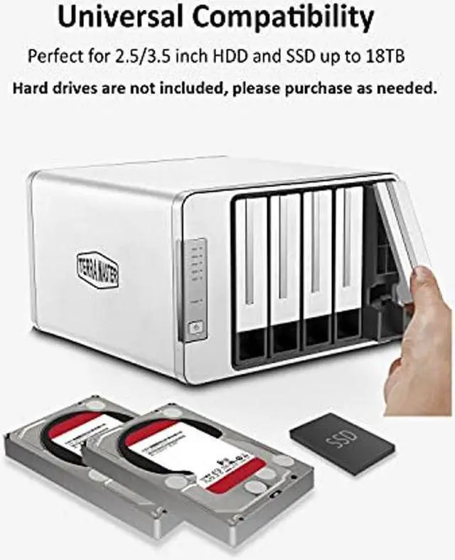Alt view image 4 of 5 - TERRAMASTER D5-300C USB3.1 (Gen1) Type C 5-Bay RAID Enclosure Support RAID 0/1/Single Exclusive 2+3 RAID Mode Hard Drive RAID Storage (Diskless)