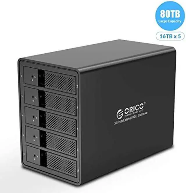 Alt view image 2 of 5 - ORICO 5 Bay External Hard Drive Enclosure USB 3.0 to SATA 3.5 inch Support 80 TB (NO RAID) with 2.5 SSD SATA to 3.5 Converter Mounting Bracket