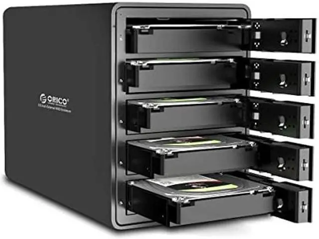 Alt view image 4 of 5 - ORICO 5 Bay External Hard Drive Enclosure USB 3.0 to SATA 3.5 inch Support 80 TB (NO RAID) with 2.5 SSD SATA to 3.5 Converter Mounting Bracket