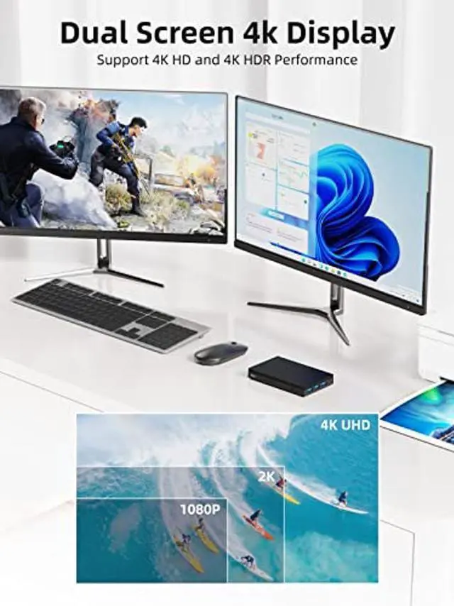 Alt view image 2 of 5 - MeLE Quieter3Q Fanless Mini PC Windows 11 pro Celeron N5105 8GB 128GB, Portable Small Desktop HDMI Wifi6 Gigabit Ethernet, Industrial IoT Micro PC Unlock Bios Auto Power on, SSD PXE VESA Mount