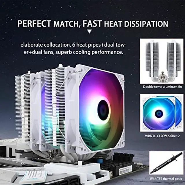 Alt view image 5 of 5 - Thermalright Peerless Assassin 120 SE ARGB White CPU Air Cooler, 6 Heat Pipes Cpu cooler, Dual 120mm TL-C12CW-S PWM Fan, Aluminium Heatsink Cover, AGHP Technology, for AMD AM4/AM5 Intel 1700/115X/1200