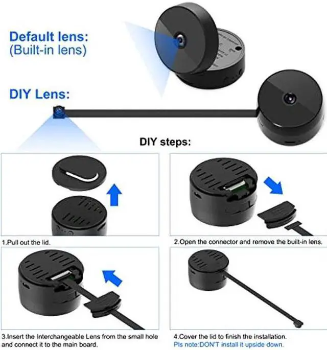 Alt view image 5 of 5 - PAMBRUM Spy Camera, 1080P Mini Hidden Cameras Wireless Wi-Fi Security Camera with 2-Lens 90degflip Motion Detector Night Vision for Home Surveillance Indoor and Outdoor