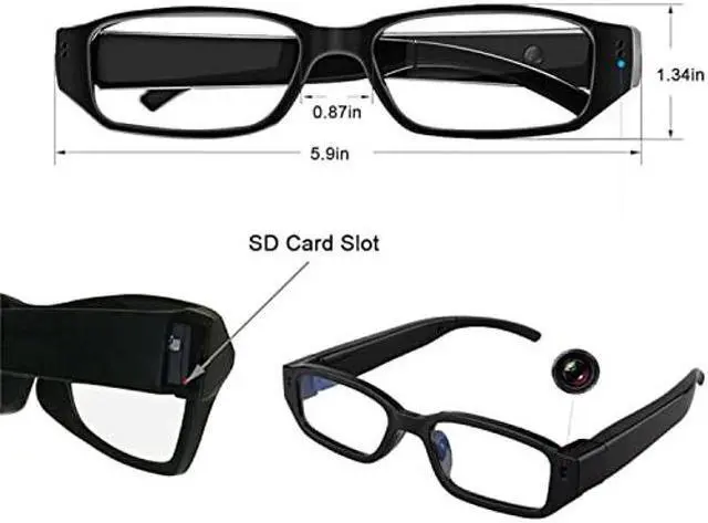 Alt view image 4 of 5 - RERBO Hidden Camera Eyeglasses HD 1080P Portable Spy Camera Support Up to 32G TF Card Fashion Action Video Recorder