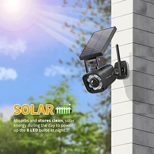 Alt view image 2 of 5 - Techage SL669, Solar Battery Powered, Fake Security Camera, Dummy Cameras, Motion-Activated Floodlights, Realistic Look, Easy to Install, IP66 Waterproof, Warning Sticker Included, Pack of 2(Black)