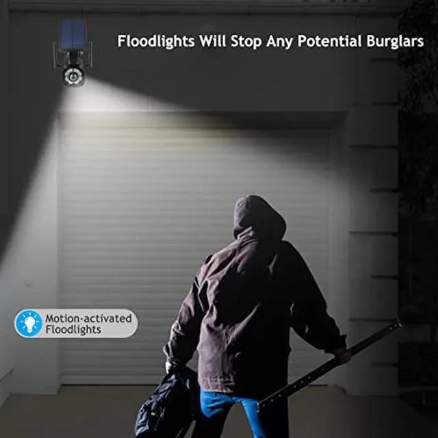 Alt view image 3 of 5 - Techage SL669, Solar Battery Powered, Fake Security Camera, Dummy Cameras, Motion-Activated Floodlights, Realistic Look, Easy to Install, IP66 Waterproof, Warning Sticker Included, Pack of 2(Black)