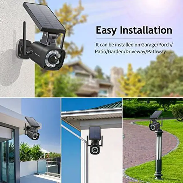 Alt view image 4 of 5 - Techage SL669, Solar Battery Powered, Fake Security Camera, Dummy Cameras, Motion-Activated Floodlights, Realistic Look, Easy to Install, IP66 Waterproof, Warning Sticker Included, Pack of 2(Black)