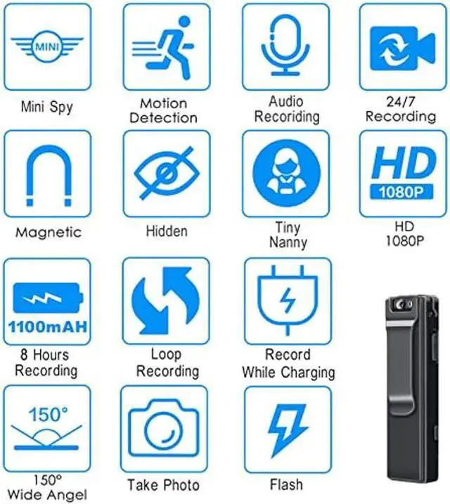 Alt view image 2 of 5 - Mini Body Camera Video Recorder, Pocket Camera, Tiny Camera, Nanny Small Cam, Body Spy Camera, Small Security Camera for Home Outdoor Office and More (with 32G Black Super high-Speed Memory Card)