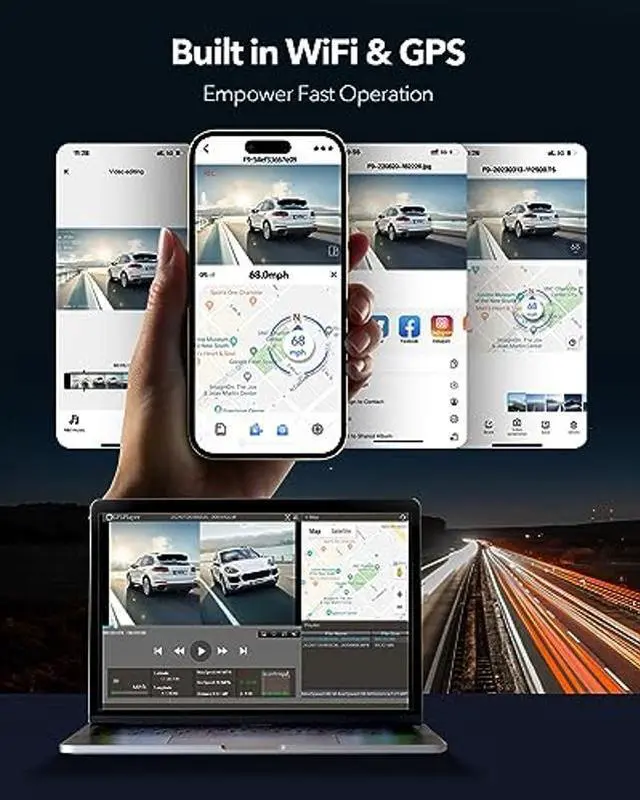 Alt view image 4 of 5 - REDTIGER Dash Cam 4K Front and Rear 1080P, WiFi GPS Car Camera with Free 32GB SD Card, Dual Dash Camera for Cars, Loop Recording, Night Vision, Parking Mode, Smart App Control, Support 256GB Max