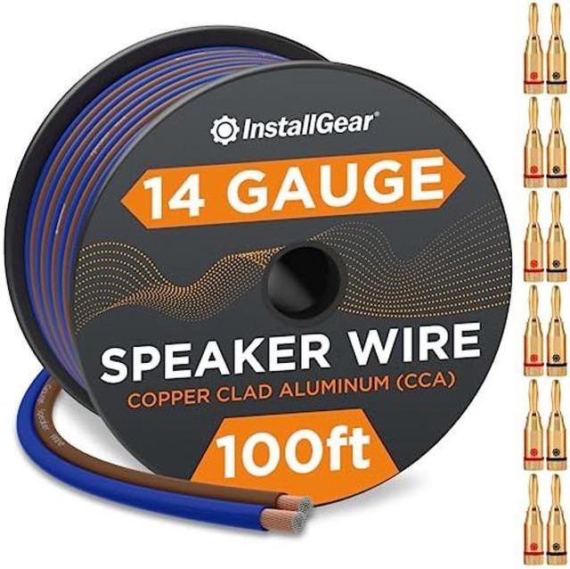 InstallGear 14 Gauge Speaker Wire Cable with 12 Banana Plugs (100 Feet), 14  AWG Speaker Wire Cable Great for Car Speaker Wire 14 Gauge Car Speaker  Stereos, Home Theater Speakers, Car Audio Wiring Kit 