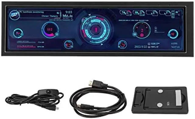 Main image of 8.8 Inch IPS PC CPU Data Monitor, 1920x480 PC Temperature Display 360 Degree Rotation Display Temperature Monitor, Automatically Turn Off The Screen After Shutdown