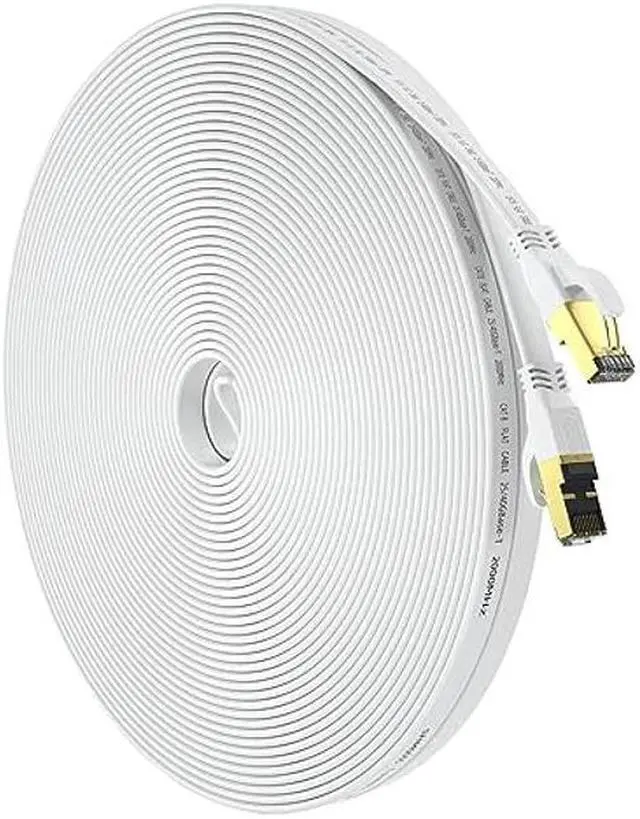 Main image of Cat 8 Ethernet Cable 100 FT, Outdoor&Indoor High Speed Heavy Duty Network LAN Internet Cable,SFTP Gold Plated RJ45 40Gbps 2000Mhz Patch Cord, for Modem/Router/Gaming,Faster Than Cat7/Cat6/Cat5-White