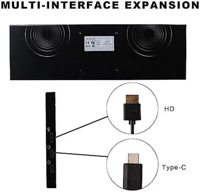 Alt view image 3 of 5 - VSDISPLAY 14.5 Inch 2K 2560x720 LCD Monitor Touch Panel 14.5'' Stretched Bar Display with Mini HD-MI Type-C Video Input for Gaming/PC/Laptop/Computer Monitoring Extra Secondary Screen