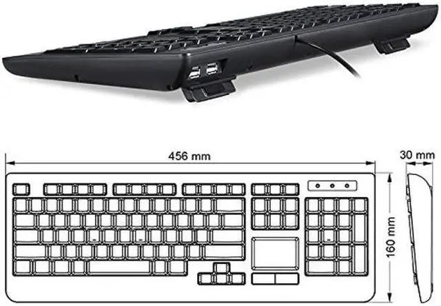 Alt view image 3 of 5 - Perixx Periboard-313 Wired USB Backlit Keyboard with Touchpad, Full Size Layout, 3 Level LED Backlit Design, Black, US English Layout (11445)